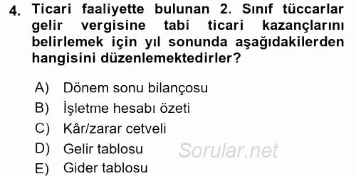 Özel Vergi Hukuku 1 2017 - 2018 Ara Sınavı 4.Soru