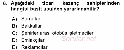 Özel Vergi Hukuku 1 2017 - 2018 Ara Sınavı 6.Soru