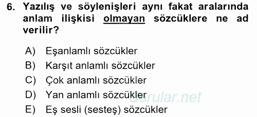 Mesleki Yazışmalar 2017 - 2018 Ara Sınavı 6.Soru