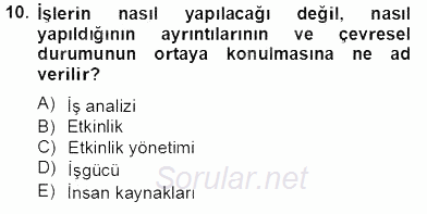 Etkinlik Yönetimi 2013 - 2014 Tek Ders Sınavı 10.Soru