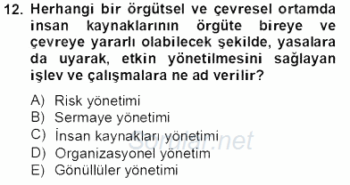 Etkinlik Yönetimi 2013 - 2014 Tek Ders Sınavı 12.Soru