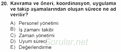 Etkinlik Yönetimi 2013 - 2014 Tek Ders Sınavı 20.Soru