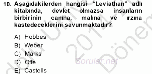 Endüstri İlişkileri 2014 - 2015 Dönem Sonu Sınavı 10.Soru