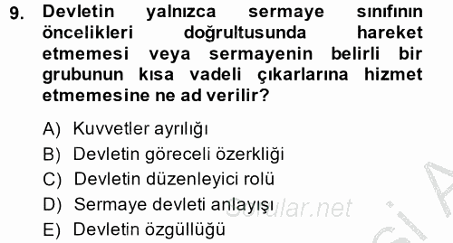 Endüstri İlişkileri 2014 - 2015 Dönem Sonu Sınavı 9.Soru