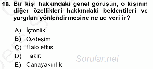 Halkla İlişkiler Ve İletişim 2016 - 2017 3 Ders Sınavı 18.Soru