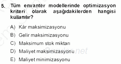Yöneylem Araştırması 2 2013 - 2014 Dönem Sonu Sınavı 5.Soru