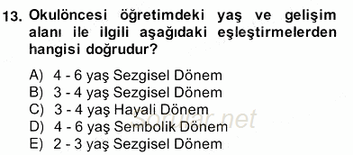 Okulöncesinde Materyal Geliştirme 2013 - 2014 Ara Sınavı 13.Soru