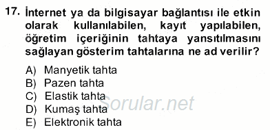 Okulöncesinde Materyal Geliştirme 2013 - 2014 Ara Sınavı 17.Soru