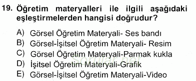 Okulöncesinde Materyal Geliştirme 2013 - 2014 Ara Sınavı 19.Soru