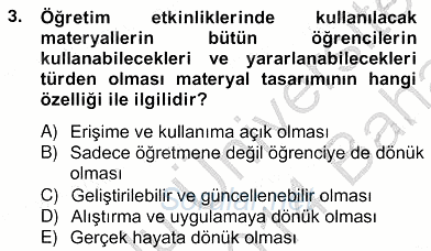 Okulöncesinde Materyal Geliştirme 2013 - 2014 Ara Sınavı 3.Soru