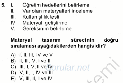 Okulöncesinde Materyal Geliştirme 2013 - 2014 Ara Sınavı 5.Soru