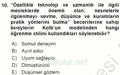 Öğretim İlke Ve Yöntemleri 2015 - 2016 Dönem Sonu Sınavı 10.Soru