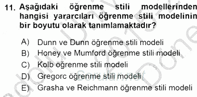 Öğretim İlke Ve Yöntemleri 2015 - 2016 Dönem Sonu Sınavı 11.Soru