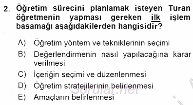Öğretim İlke Ve Yöntemleri 2015 - 2016 Dönem Sonu Sınavı 2.Soru