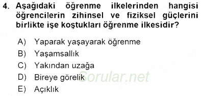Öğretim İlke Ve Yöntemleri 2015 - 2016 Dönem Sonu Sınavı 4.Soru