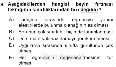 Öğretim İlke Ve Yöntemleri 2015 - 2016 Dönem Sonu Sınavı 9.Soru