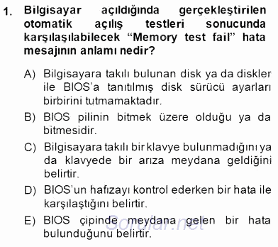 Bilgisayar 1 2014 - 2015 Ara Sınavı 1.Soru