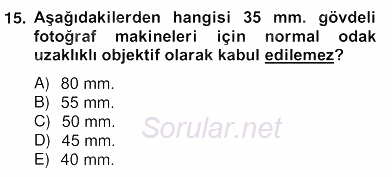 Optik Bakış 2012 - 2013 Ara Sınavı 15.Soru