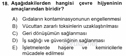 Temel İlk Yardım Bilgisi 2016 - 2017 Dönem Sonu Sınavı 18.Soru