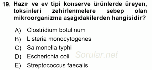 Temel İlk Yardım Bilgisi 2016 - 2017 Dönem Sonu Sınavı 19.Soru