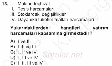 Ekonomik Analiz 2012 - 2013 Ara Sınavı 13.Soru
