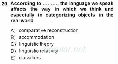 Dilbilim 2 2014 - 2015 Dönem Sonu Sınavı 20.Soru