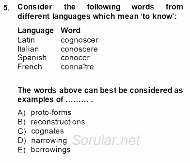 Dilbilim 2 2014 - 2015 Dönem Sonu Sınavı 5.Soru
