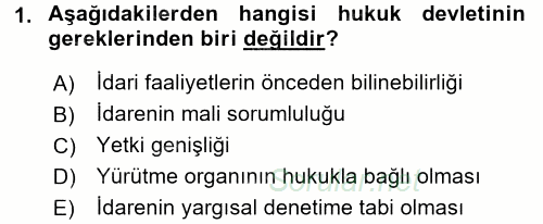Temel İdare Hukuku 2016 - 2017 Ara Sınavı 1.Soru