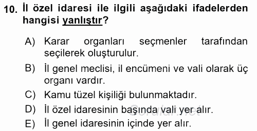 Temel İdare Hukuku 2016 - 2017 Ara Sınavı 10.Soru