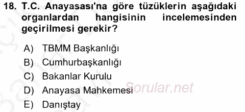 Temel İdare Hukuku 2016 - 2017 Ara Sınavı 18.Soru
