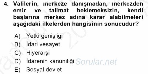 Temel İdare Hukuku 2016 - 2017 Ara Sınavı 4.Soru