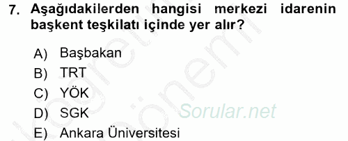 Temel İdare Hukuku 2016 - 2017 Ara Sınavı 7.Soru