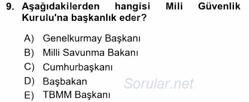 Temel İdare Hukuku 2016 - 2017 Ara Sınavı 9.Soru
