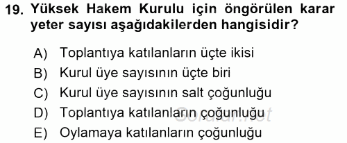Toplu İş Hukuku 2017 - 2018 Dönem Sonu Sınavı 19.Soru