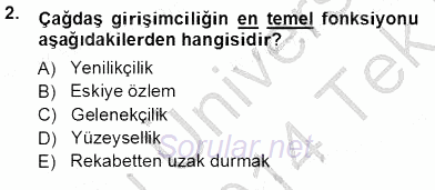 Dış Ticarette Girişimcilik 2013 - 2014 Tek Ders Sınavı 2.Soru