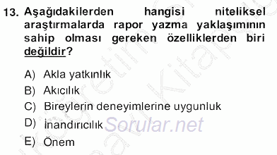 Marka İletişiminde Analiz ve Araştırma 2 2013 - 2014 Ara Sınavı 13.Soru