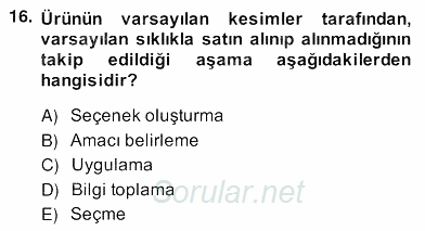 Marka İletişiminde Analiz ve Araştırma 2 2013 - 2014 Ara Sınavı 16.Soru