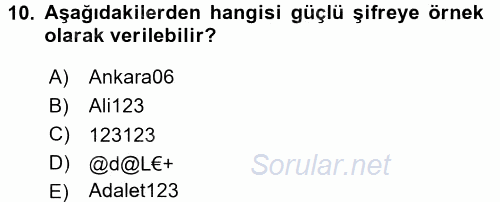 Ulusal Yargı Ağı Projesi 1 2017 - 2018 Ara Sınavı 10.Soru