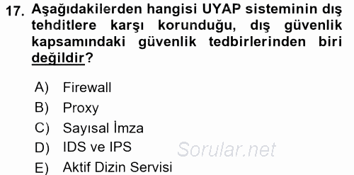 Ulusal Yargı Ağı Projesi 1 2017 - 2018 Ara Sınavı 17.Soru