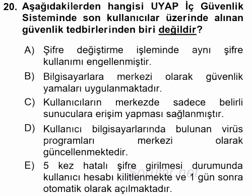 Ulusal Yargı Ağı Projesi 1 2017 - 2018 Ara Sınavı 20.Soru