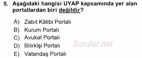 Ulusal Yargı Ağı Projesi 1 2017 - 2018 Ara Sınavı 5.Soru