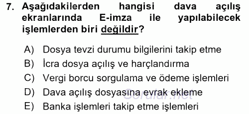 Ulusal Yargı Ağı Projesi 1 2017 - 2018 Ara Sınavı 7.Soru