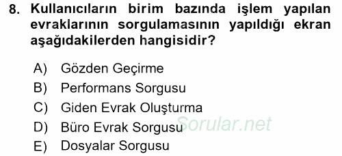 Ulusal Yargı Ağı Projesi 1 2017 - 2018 Ara Sınavı 8.Soru