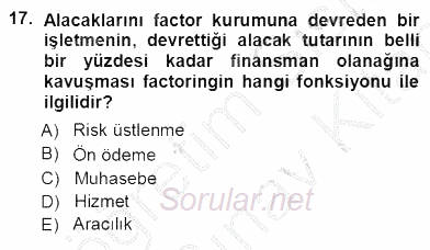 Spor Finansmanı 2013 - 2014 Ara Sınavı 17.Soru