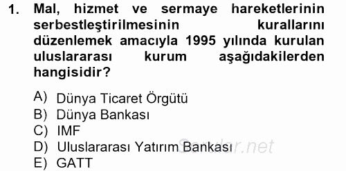 Uluslararası Kamu Maliyesi 2013 - 2014 Tek Ders Sınavı 1.Soru