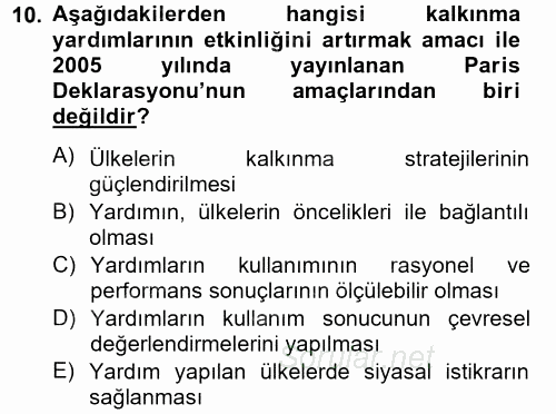 Uluslararası Kamu Maliyesi 2013 - 2014 Tek Ders Sınavı 10.Soru