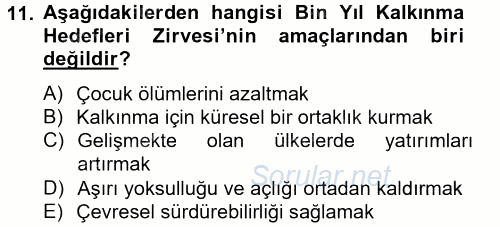 Uluslararası Kamu Maliyesi 2013 - 2014 Tek Ders Sınavı 11.Soru