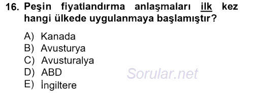 Uluslararası Kamu Maliyesi 2013 - 2014 Tek Ders Sınavı 16.Soru