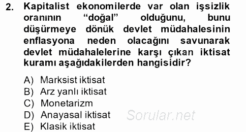 Uluslararası Kamu Maliyesi 2013 - 2014 Tek Ders Sınavı 2.Soru