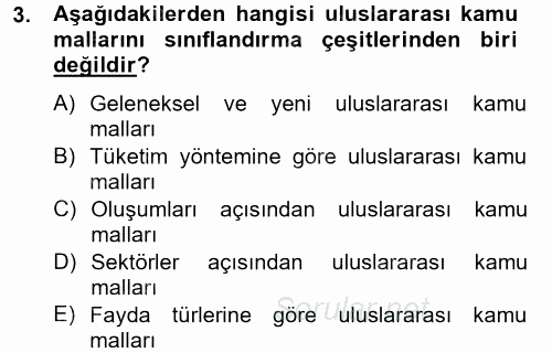 Uluslararası Kamu Maliyesi 2013 - 2014 Tek Ders Sınavı 3.Soru